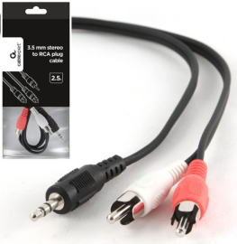 CCA-458-5M Gembird 3.5mm stereo plug to 2 phono plugs audio kabl 5m