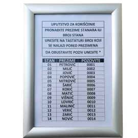 Ram za spisak stanara A4 aluklik